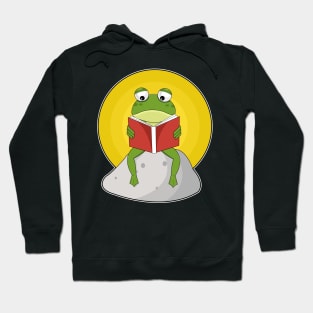 Frog on Stone with Book Hoodie